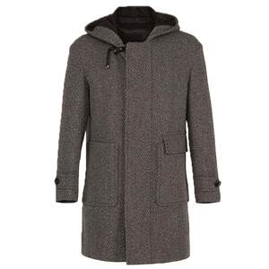 [Three-dimensional beautiful flower texture] CALLISTO men's winter mid-length wool coat with hooded soft temperament
