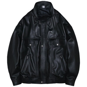 Contour soft top layer sheep genuine leather jacket for men and women young men and women off shoulder casual loose flight leather jacket jacket
