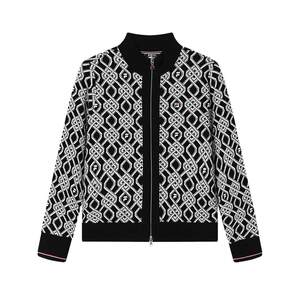 
FILA Official Women's Woven Jacket Versatile Spring Full Print Fashion Casual Small Fragrant Style Sweater Cardigan