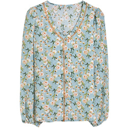 Floral Silk Shirt Women's Long Sleeve 2021 New Mulberry Silk Top V-neck Shirt Niche Retro Print Fashion