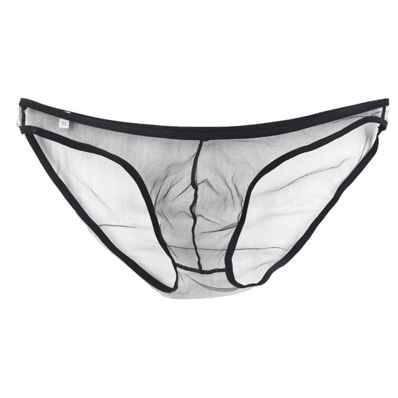 Men are not afraid of stuffy sexy underwear, transparent and breathable net yarn bag low -waist elastic triangle see -through pants head summer