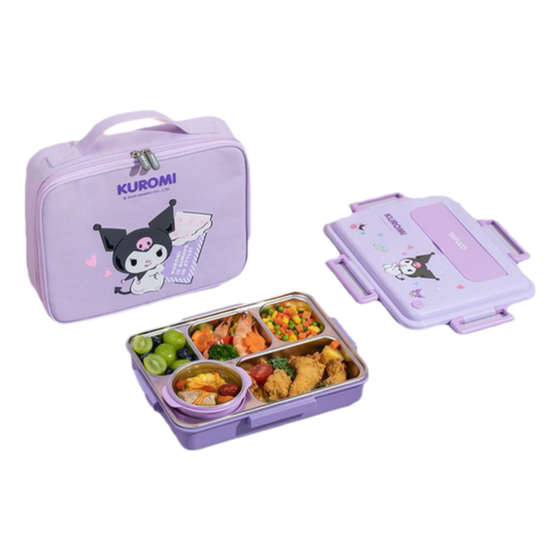 TAFUCO/Tafu High School Sanrio Cool Kuromi Insulated Lunch Box for Primary School Students with Dishes and Compartments Lunch Box