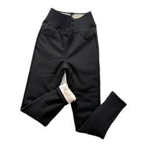 
Fudie Guang Warm Latex Goose Velvet Pants 66887 Winter Thickened Warm High Waist Slimming Tight Down Small Black Pants Women