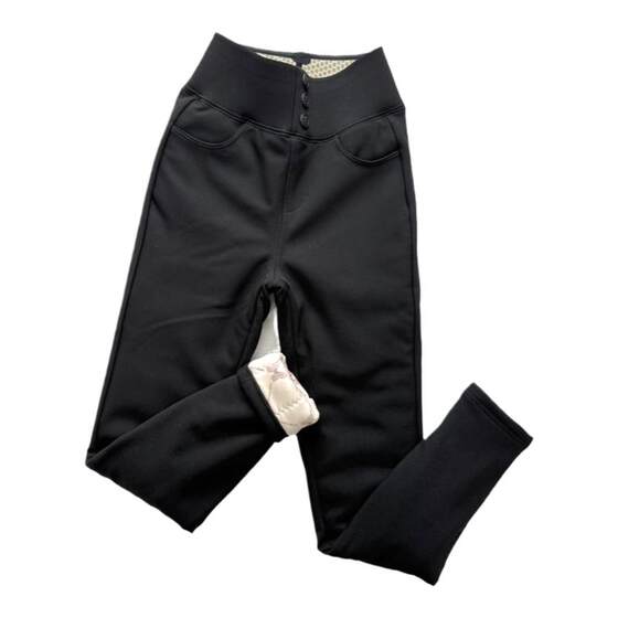 
Fudie Guang Warm Latex Goose Velvet Pants 66887 Winter Thickened Warm High Waist Slimming Tight Down Small Black Pants Women