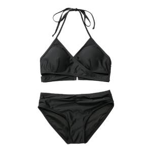 The new swimsuit female black sexy gathers three -point model flight attendant performance showed legs long art test
