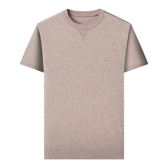 
Ordos autumn and winter short-sleeved round neck pure wool sweater for men middle-aged V-neck half-sleeved cashmere knitted base shirt