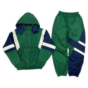 
American retro contrasting color splicing casual sports suit men and women loose large size couples hooded cotton jacket trendy