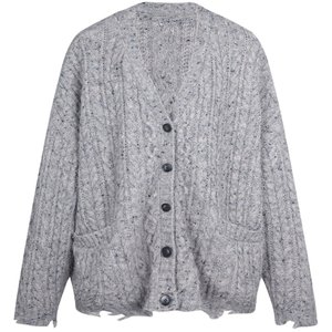 PUNCH 24SS spring dress original niche design high-end gray loose temperament knitted cardigan sweater for women
