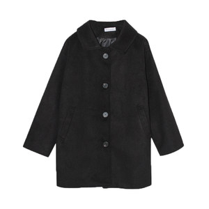 Woolen coat for women in winter, small stature, medium length suit with thickened collar and tie up to show slimness, coat with lantern sleeves and cotton windbreaker