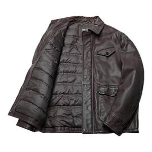 
MCS men's clothing originated from Marlboro's new motorcycle cowhide leather leather jacket American workwear warm leather down leather jacket