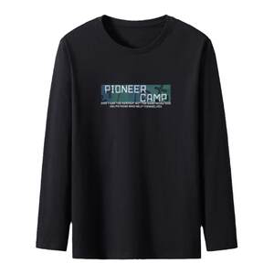 Touraier men's pure cotton long -sleeved T -shirt spring and autumn new youth tide brand fashion letter printing round collar bottom shirt
