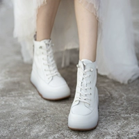 Высокая белая обувь, универсальная повседневная обувь на платформе с молнией, сапоги, коллекция 2022, осенняя, тренд сезона, из натуральной кожи