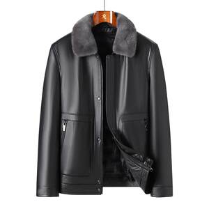 
[First layer cowhide leather/mink hair collar/85% duck down] Mengte winter men's genuine leather jacket down leather jacket J