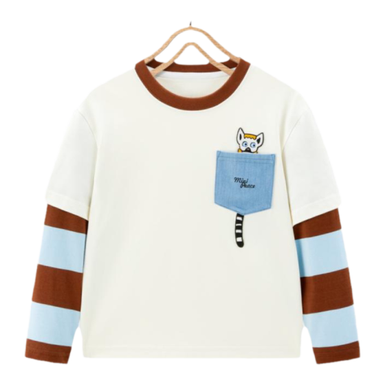 
MINIPEACE Peacebird children's clothing boys' long-sleeved T-shirt round neck fake two-piece cartoon style children's spring top trendy