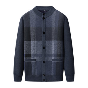 
Woodpecker men's autumn and winter velvet coat for the elderly warm knitted top grandpa middle-aged dad sweater cardigan