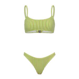 
Yukari swim flagship store split swimsuit women green stripes sexy low waist bikini vacation bikini