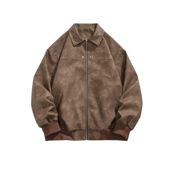 American vintage brown lapel leather jacket