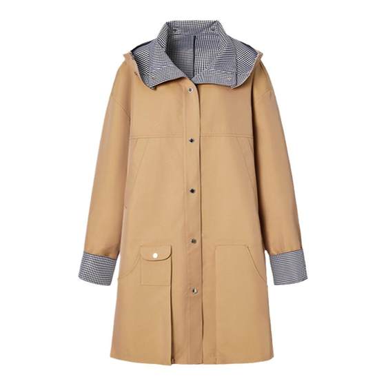 
[Same Model in Celebrity] LEDIM WANG Nomadic Style Khaki Hooded Trench Coat Women's Loose Mid-length Style