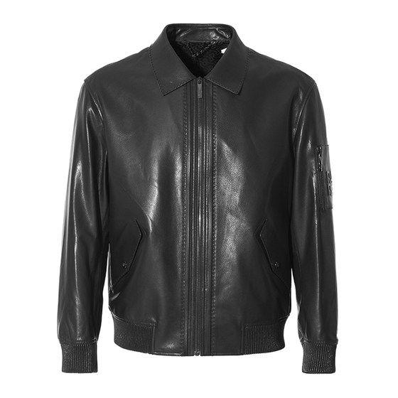 
RARE Weiya men's clothing, autumn and winter new men's jacket, black lapel craft, casual motorcycle style leather jacket