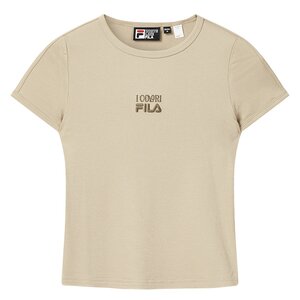 
FILA short-sleeved T-shirt for women 2026 summer new slim fit short threaded sports retro contrast hot girl top