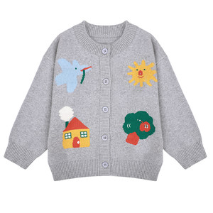
Boys sweater knitted cardigan children's jacket autumn and winter 2025 new boys autumn top pure cotton