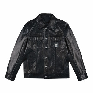 
Radibol Men's Genuine Leather Jacket 2025 Autumn New Lapel Washed Cow Leather Straight Black Leather Jacket