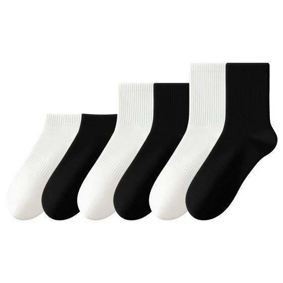 
White socks for men Xinjiang cotton sports deodorant sweat-absorbent mid-calf socks summer solid color short socks spring and autumn stockings
