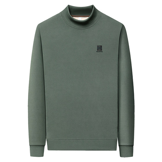 
Kangaroo double-sided German velvet bottoming shirt for men in winter with velvet and thickened half turtleneck with solid color long-sleeved T-shirt sweatshirt