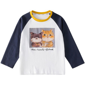 
[100% cotton] Miantiantang children's pure cotton long-sleeved T-shirt spring and autumn baby new girls' bottoming boys' children's clothing