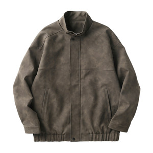 
American cycling motorcycle PU leather jacket men's spring and autumn casual loose jacket men's new retro high-end leather