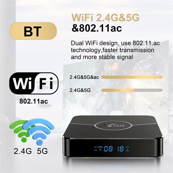 X98plus 机顶盒S905W2 5G双频WiFi蓝牙4K安卓11 tv box外贸电视盒