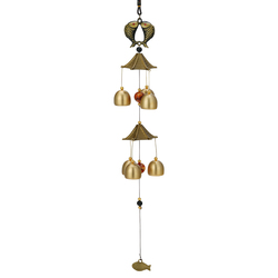 Chinese-style Wind Chimes Hanging Ornaments Outdoor Courtyard Ancient Style Gift Living Room Pendant Retro Entry Brass Bells Ring Loudly