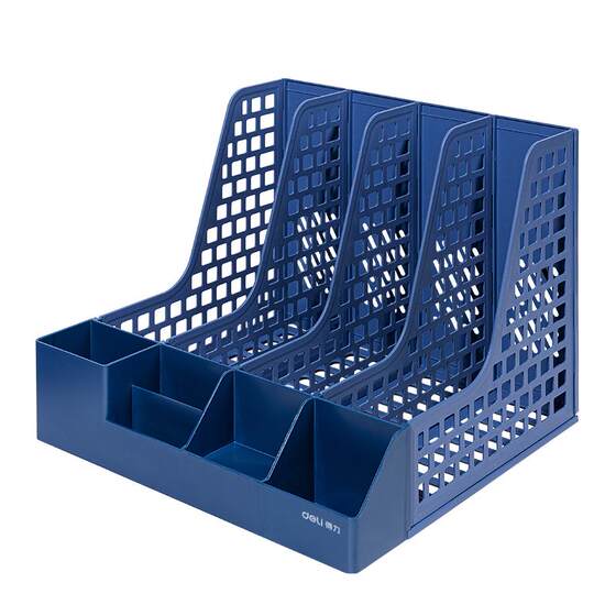 
Deli thickened file frame file storage box plastic file rack bookshelf simple vertical bookstand bookshelf desktop office supplies complete file folder rack basket file box desktop information rack
