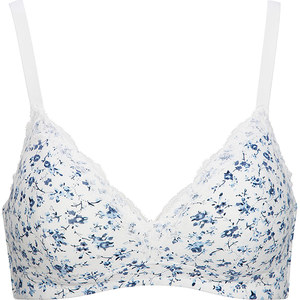 
Ancient and modern retro prints comfortable, steel ring-free fresh bra bra bra girl 0I1177