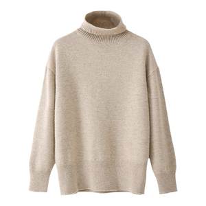 
POPCHRIO Ou Kerui Heavy Thickened Full Wool Loose High Neck Pullover Sweater Long Sleeve Knitted Top for Women