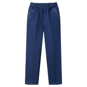 High-waisted middle-aged and elderly jeans for women loose straight large size