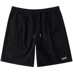 Lee elastic waist seersucker black men's casual shorts