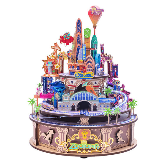 Disney Crazy Animal City eight -tone box 3D three -dimensional puzzle wood assembly toys handmade rabbit Judi Gift gifts