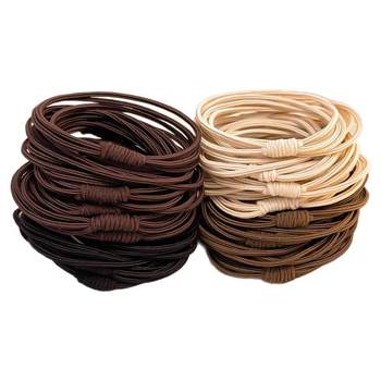 
Coffee-colored high elastic durable head rope for women with buns, high ponytail tied hair rope new style 4-in-1 knotted cord ribs
