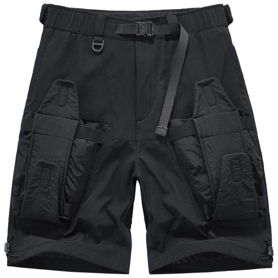 VIP function wind stitching work shorts Men's summer loose multi -pocket design feels fast dry wide legs five -point pants
