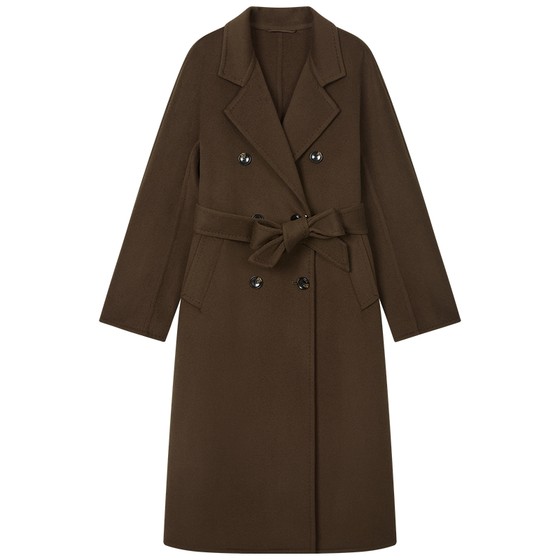 
Mendeshi goat hair woolen coat 2025 new winter style versatile solid color sheep wool mid-length coat