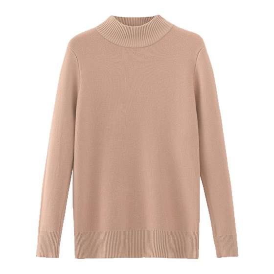 Plush sweater for women, one-piece velvet autumn and winter thickened inner wear, large size pullover half turtle neck base knit sweater warm top
