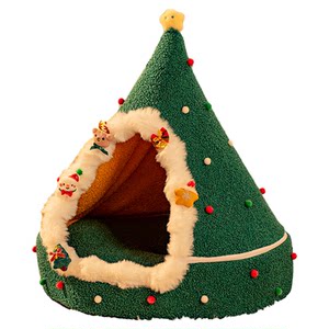 
Christmas cat nest winter thickened semi-enclosed four-season universal dog nest 2025 new oversized finished cat sleeping nest
