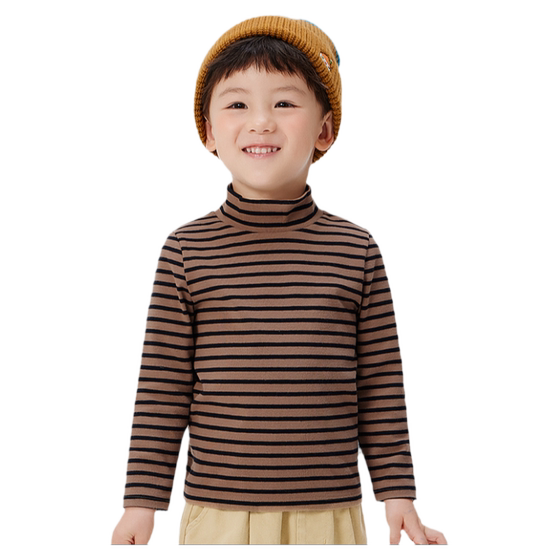
Balabala boys long-sleeved T-shirt baby striped bottoming shirt children half turtleneck solid color top winter clothing children's clothing