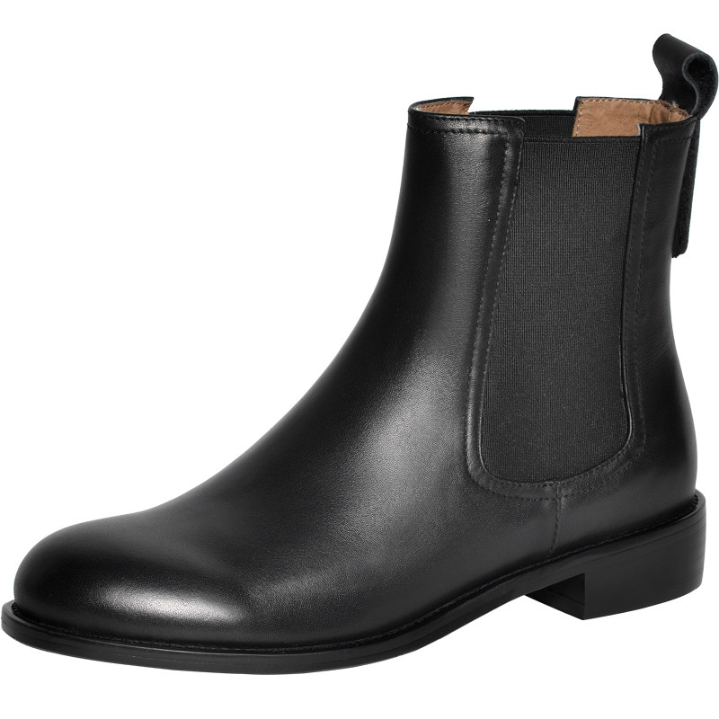 Reemoor Women's Chelsea Boots - Thick Heel, Black Leather