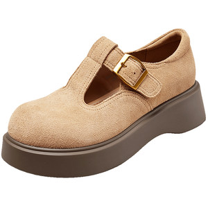 
Yierkan genuine leather thick-soled Birkenstock shoes for women 2026 spring and autumn T-shaped heightening loafers with skirts and casual shoes