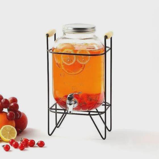 Lead free glass jar with a bottle of wine juice household