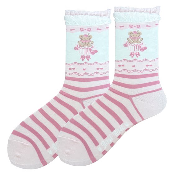 Roji Bear Cake Pure Cotton Lolita Motor Ms. Spring Original Uniform Mids Stockings Japanese Skin Skin Stockings
