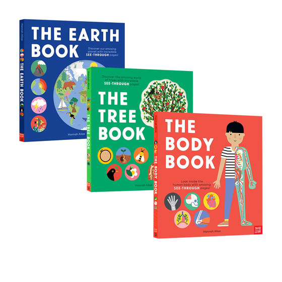 英文原版 The Body/Tree/Earth  Book透明胶片互动书 3册合售 身体树木地球之书 少儿知识科普绘本图画书 大嘴鸟 Nosy Crow