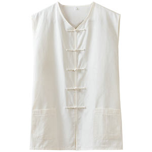 Pure cotton coarse fabric Chinese style vest vest, vest, Tang style sweatshirt, summer Chinese style men's jacket, button up camisole, old man's shirt
